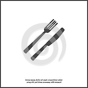 Knife and fork. Table setting. Vector icon Cutlery illustration on white isolated background. Layers grouped for easy editing