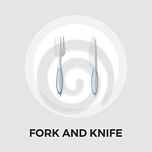 Knife and fork vector flat icon