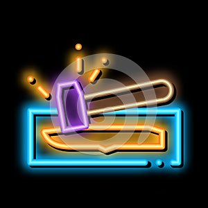 Knife Hammer neon glow icon illustration