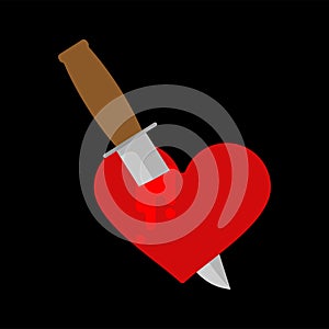 Knife in heart Isolated. Kill love symbol. Vector illustration