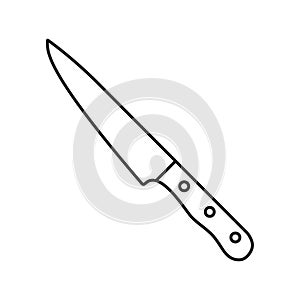 Knife icon, black isolated vector line icon on white background