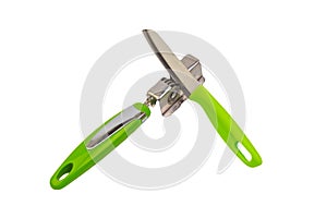 Knife, kitchen tools and knife sharpener isolated on white background