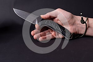 The knife in the palm of your hand. Knife and an open palm