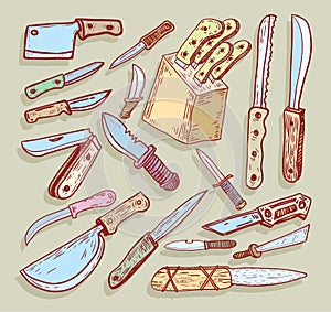 Knife set, vector illustration.