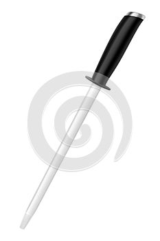 Knife sharpener with a black handle isolated over white background. realistic 3d vector illustration. mock up of kitchen utensils