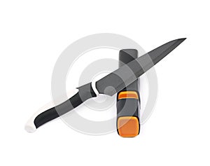 Knife in a sharpener isolated