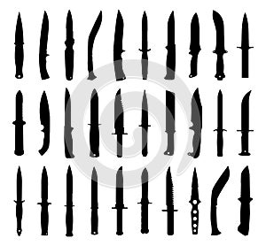 Knife silhouettes set. photo