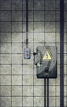 Knife switch on old dirty wall