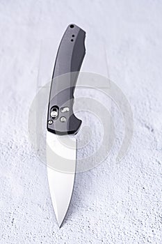 The knife in an upright position is inclined at an angle