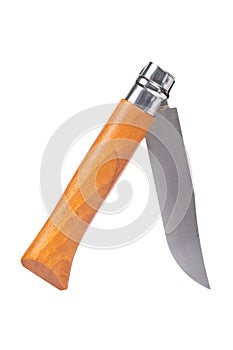 Knife with wooden handle