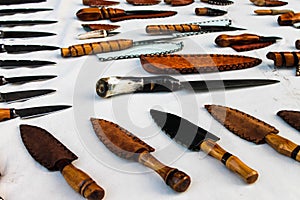 Knifes Background Damascus Argentinian Elegance