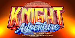 Knight Adventure Text Style Effect. Editable Graphic Text Template