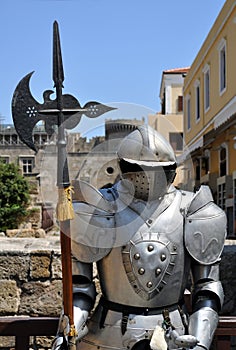 Knight armor. Medieval fortress of Rhodes.