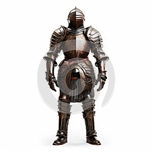 Antique Chivalric Suit: Plate Armor On White Isolated Background photo