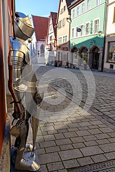 knight armor in Rothenburg ob der Tauber on the colorful middle age street