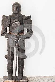 Knight armour against white background