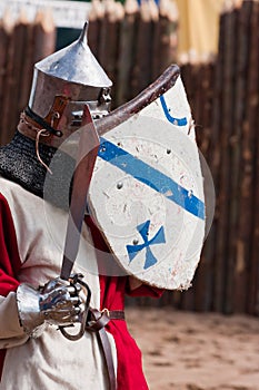 Knight in armour with shield and sword