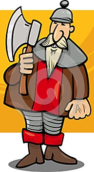 Knight with axe cartoon illustration