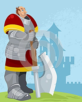 Knight on a castle background