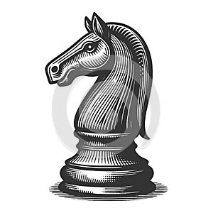 Knight Chess Piece engraving vector illustration