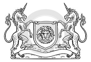 Knight Crest Unicorn Shield Heraldic Emblem