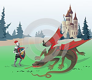 Knight fighting Dragon