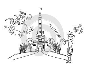 Knight fighting dragon