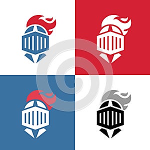 Knight helmet logo design template elements, vector icon set