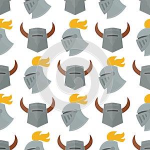 Knight helmet medieval weapons heraldic knighthood protection medieval kingdom gear knightly seamless pattern background