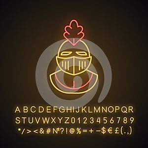 Knight helmet neon light icon photo