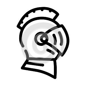 knight helmet suit armour fairy tale line icon vector illustration