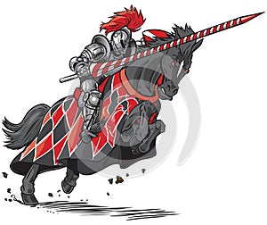 Knight on Horse Jousting Vector Cartoon