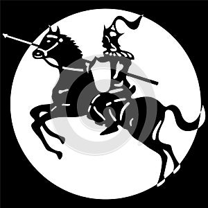 Knight on horseback with spear and shield