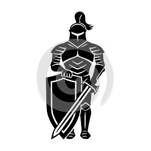 Knight icon with shield and sword.