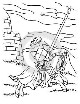Knight Joust Coloring Page for Kids photo