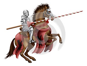 Knight with lance on horse photo