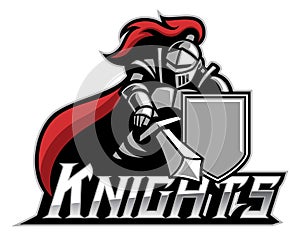 Knight mascot with shield