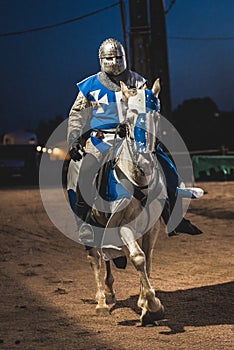 Knight riding horse Medieval festival in Elvas, Portugal.