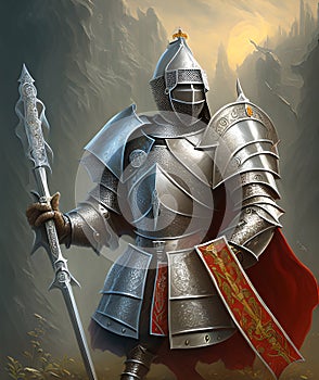 Knight's Ancient Crest, Generative AI Illustration