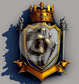 Knight\'s Ancient Crest, Generative AI Illustration