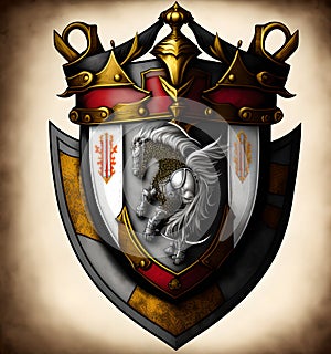 Knight\'s Ancient Crest, Generative AI Illustration
