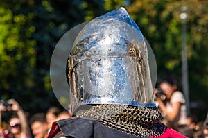 Knight`s armor for historical reconstructions, close up