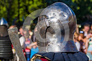 Knight`s armor for historical reconstructions, close up