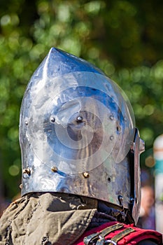 Knight`s armor for historical reconstructions, close up