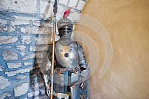 Knight`s armour as a part of an exhebition in museum.