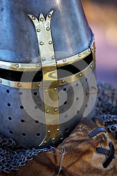 A Knight's Medieval Battle Helmet