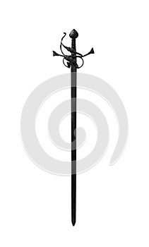Knight`s sword isolated on white background.