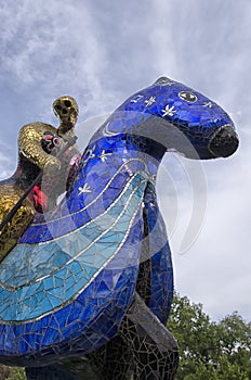 Knight sculpture composed of mosaics