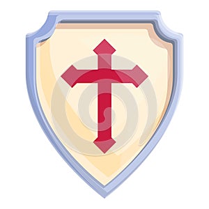Knight shield icon cartoon vector. Metal arms coat
