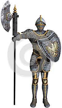 Knight, Shining Armor, Isolated Illustration